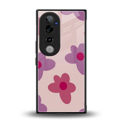 Floral Purple back phone cover | glass case for vivo v40 pro
