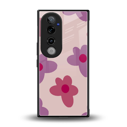 Floral Purple back phone cover | glass case for vivo v40 pro