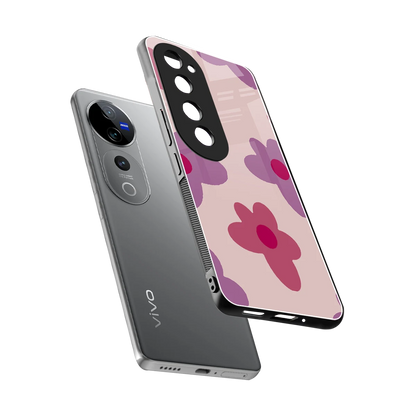 Floral Purple sleek vivo v40 pro cover with tempered glass back and TPU edges