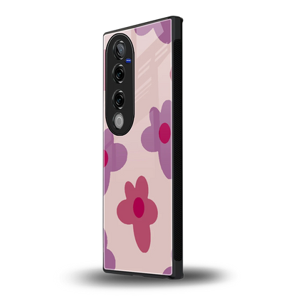Floral Purple vivo v40 pro mobile cover | shockproof glass phone case