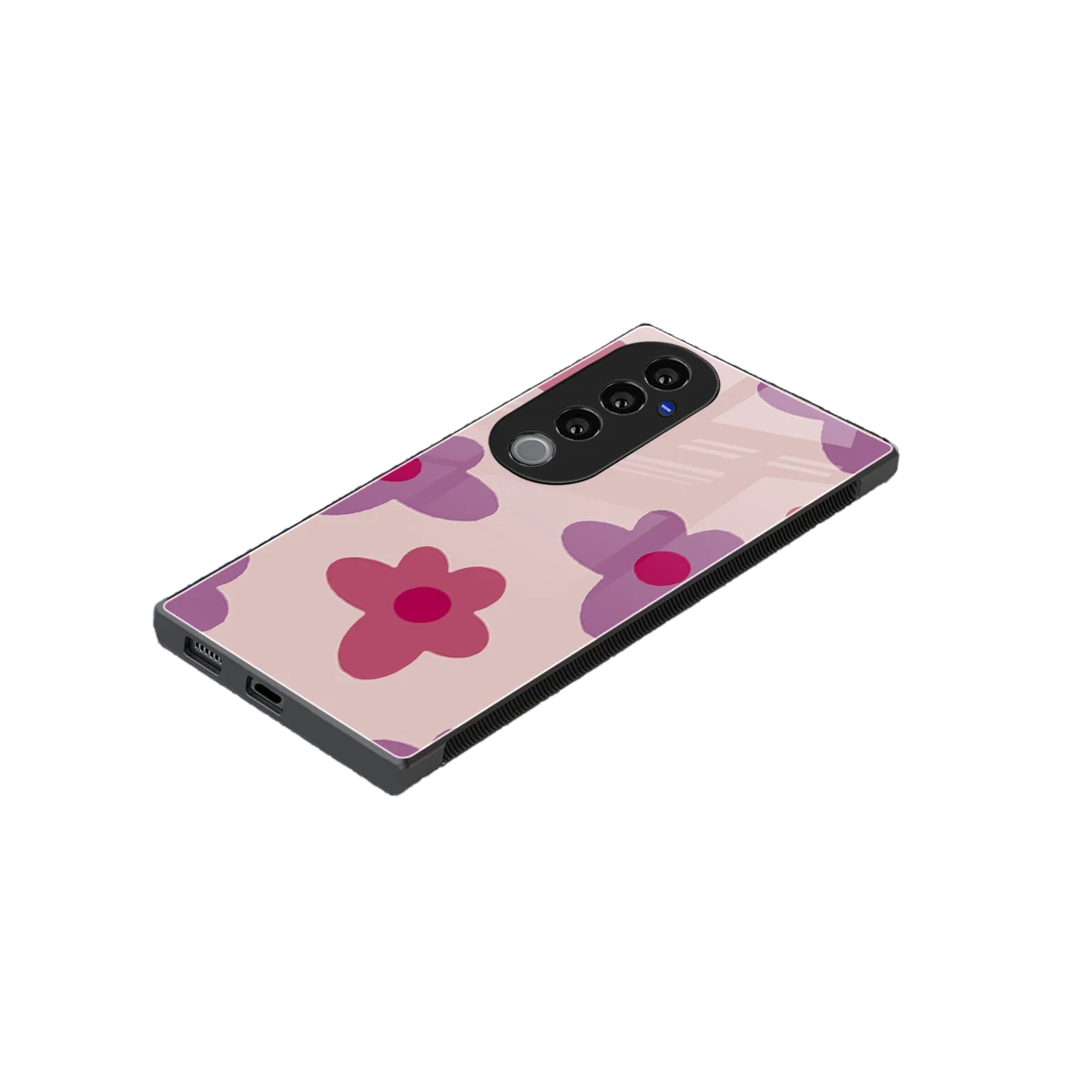 Floral Purple stylish phone case for vivo v40 pro | glossy glass and slim fit