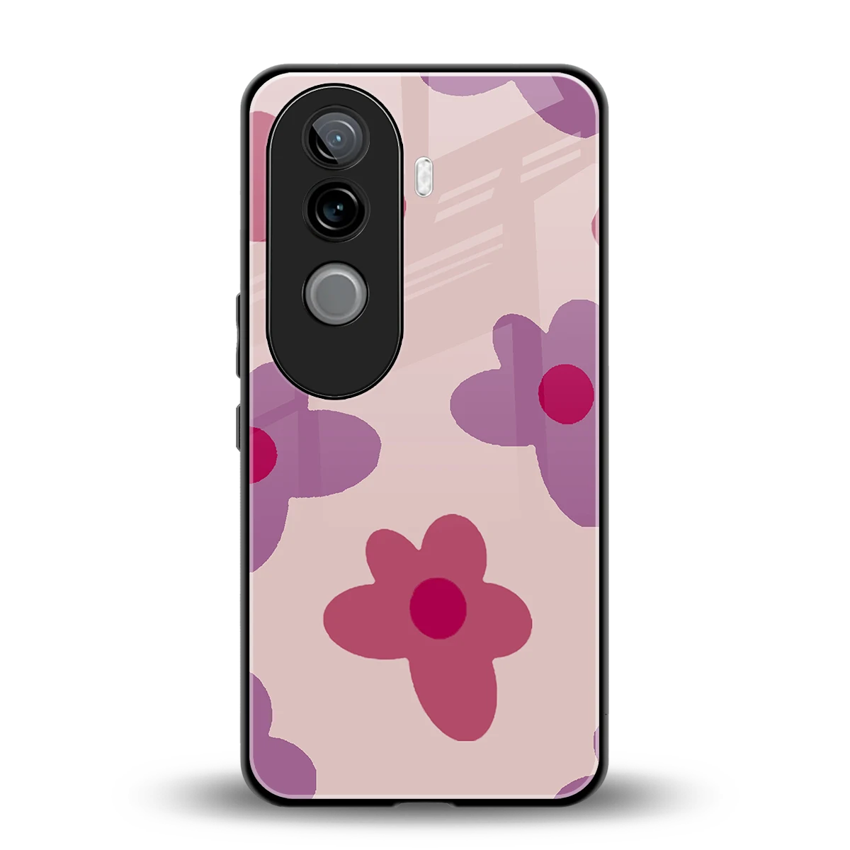 Floral Purple back phone cover | glass case for vivo v40e