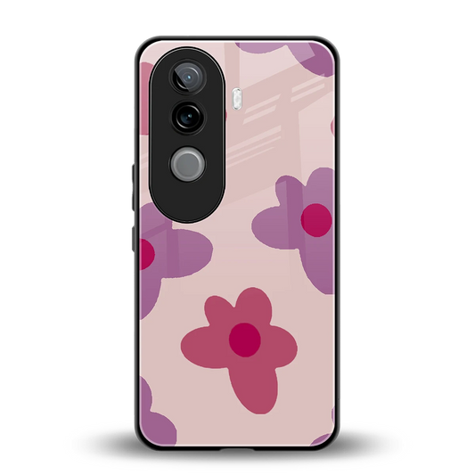 Floral Purple back phone cover | glass case for vivo v40e