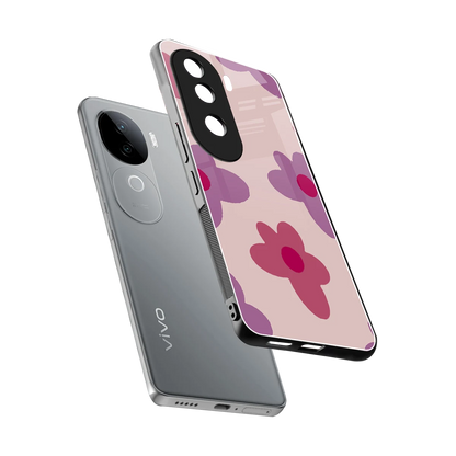 Floral Purple sleek vivo v40e cover with tempered glass back and TPU edges