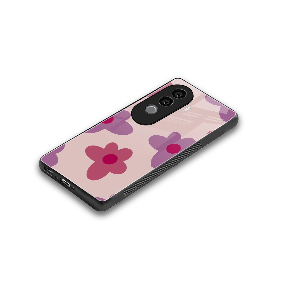 Floral Purple stylish phone case for vivo v40e | glossy glass and slim fit