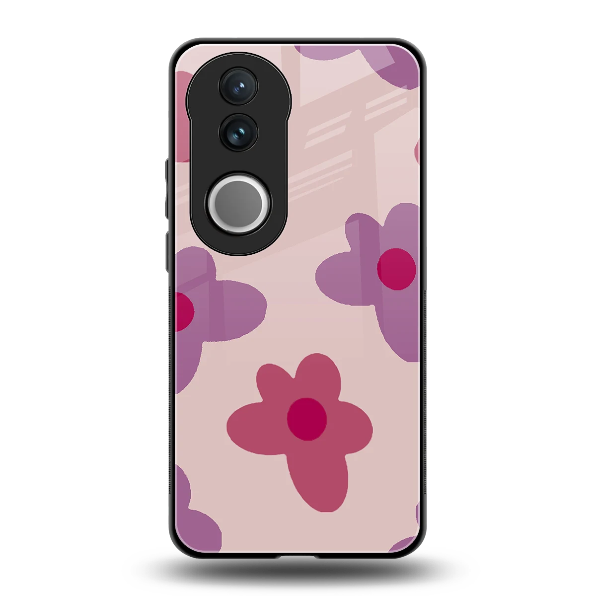 Floral Purple back phone cover | glass case for vivo v50
