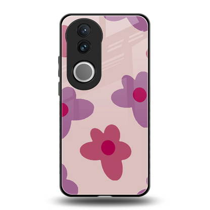 Floral Purple back phone cover | glass case for vivo v50