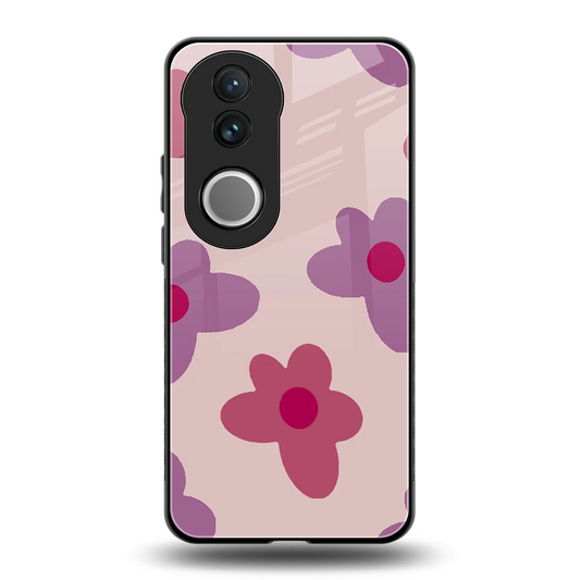 Floral Purple back phone cover | glass case for vivo v50