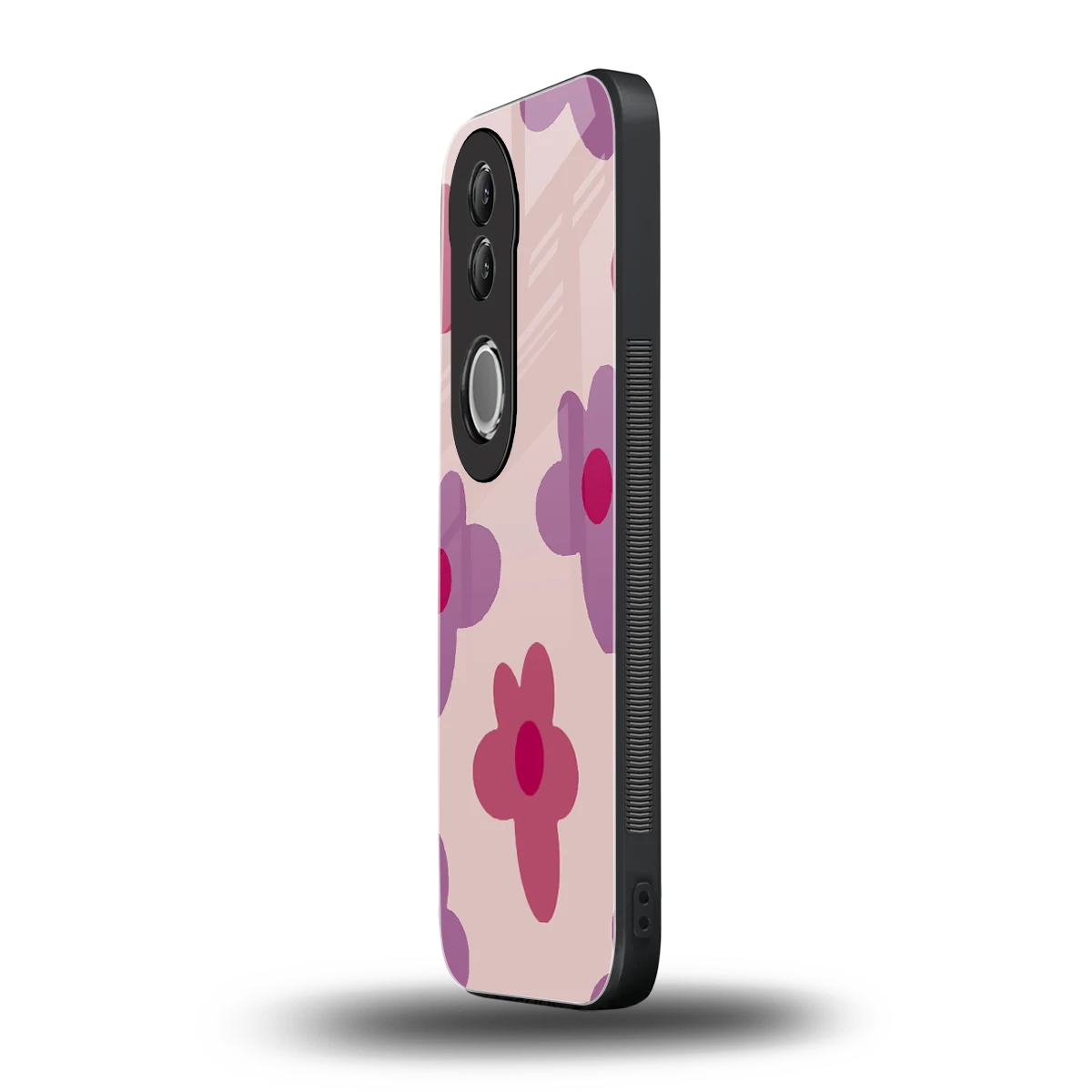 Floral Purple vivo v50 mobile cover | shockproof glass phone case