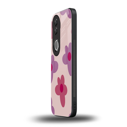 Floral Purple vivo v50 mobile cover | shockproof glass phone case
