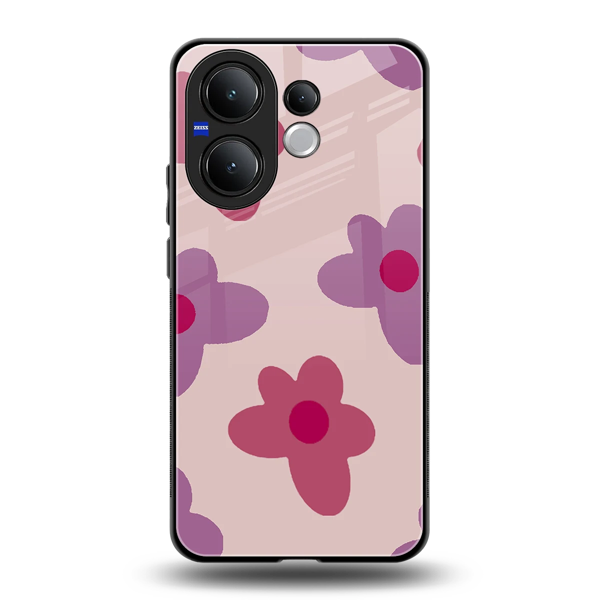 Floral Purple back phone cover | glass case for vivo v60