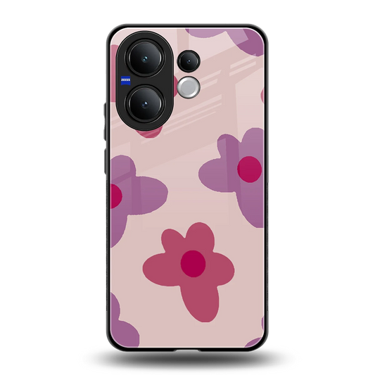 Floral Purple back phone cover | glass case for vivo v60