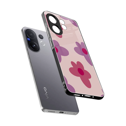 Floral Purple sleek vivo v60 cover with tempered glass back and TPU edges