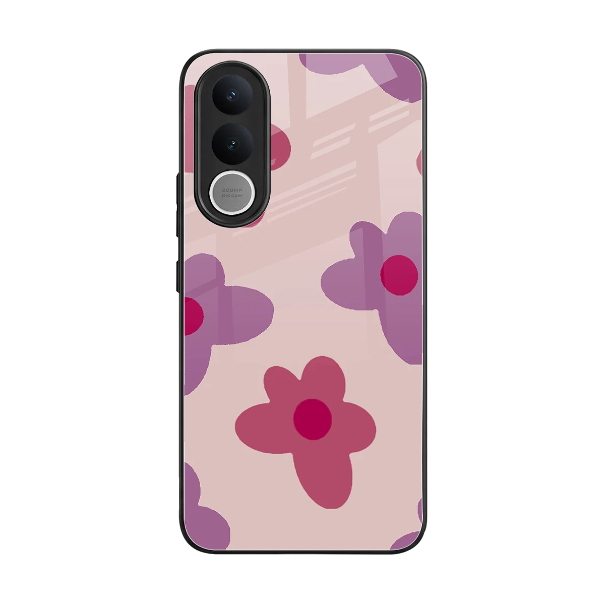 Floral Purple back phone cover | glass case for vivo v70 fe