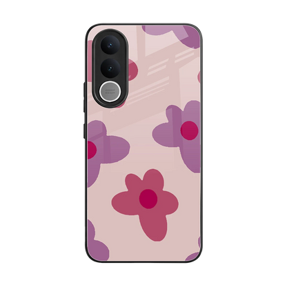 Floral Purple back phone cover | glass case for vivo v70 fe