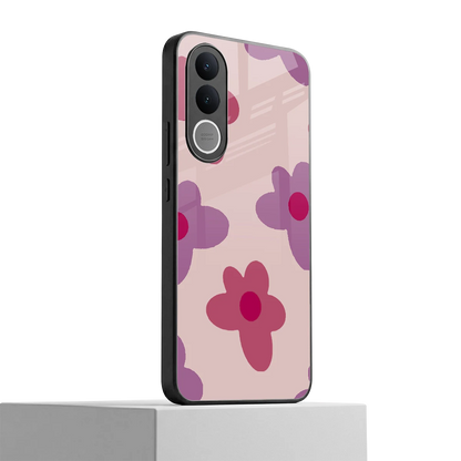 Floral Purple vivo v70 fe mobile cover | shockproof glass phone case
