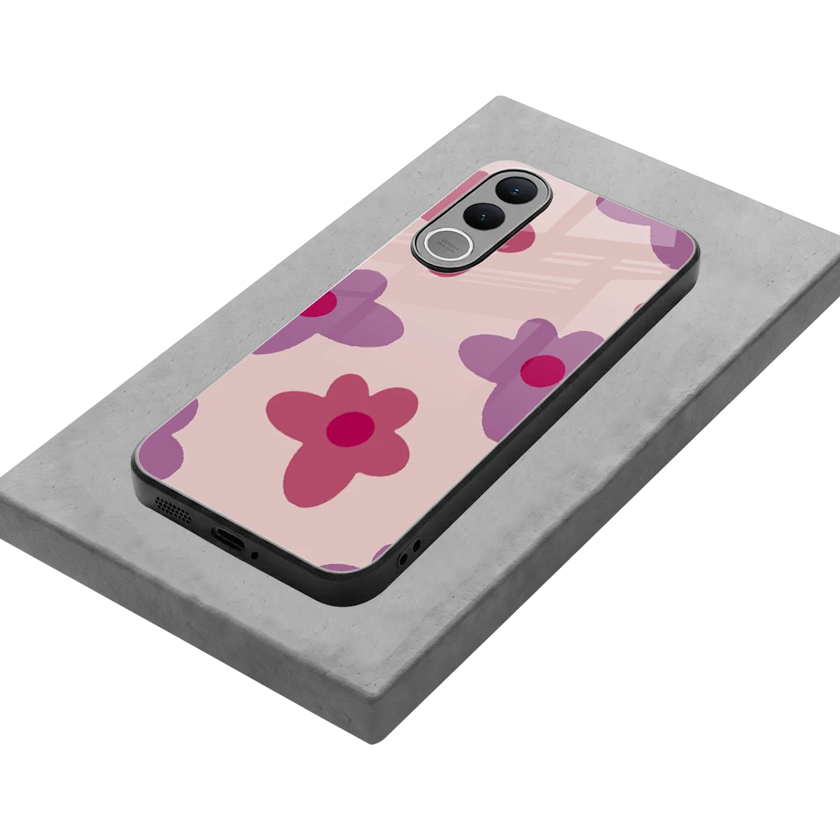 Floral Purple stylish phone case for vivo v70 fe | glossy glass and slim fit
