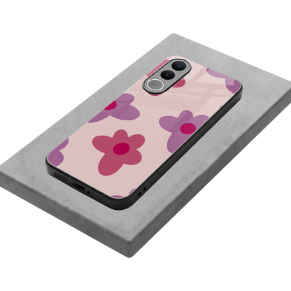 Floral Purple stylish phone case for vivo v70 fe | glossy glass and slim fit