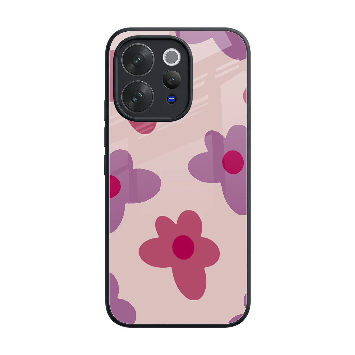 Floral Purple back phone cover | glass case for vivo v70 elite