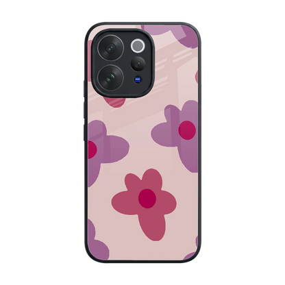 Floral Purple back phone cover | glass case for vivo v70 elite