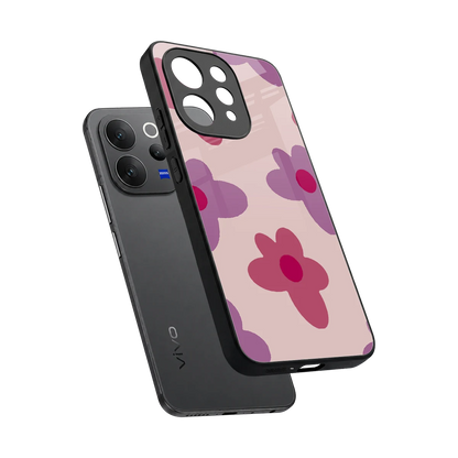 Floral Purple sleek vivo v70 elite cover with tempered glass back and TPU edges