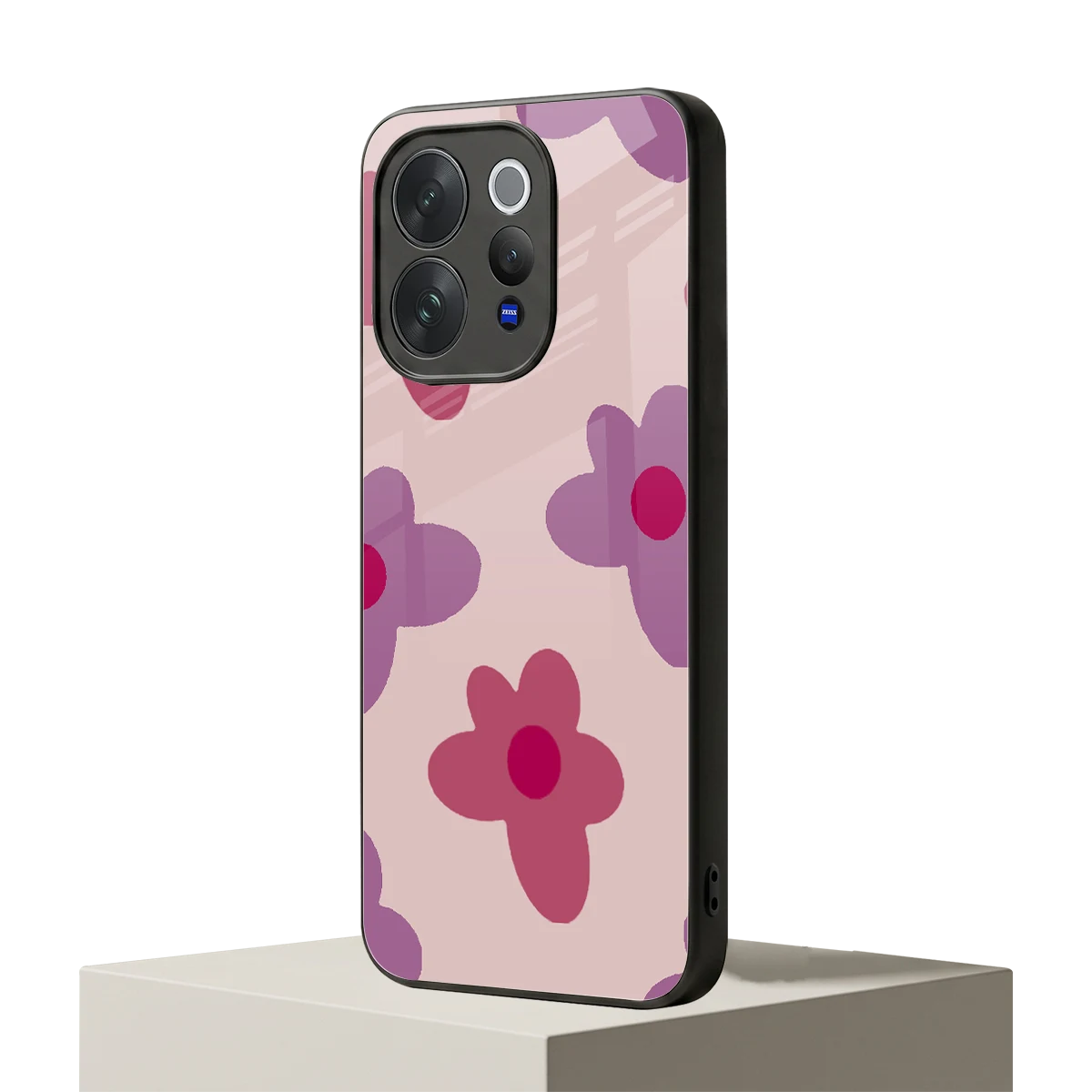 Floral Purple vivo v70 mobile cover | shockproof glass phone case
