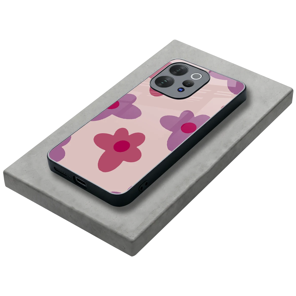 Floral Purple stylish phone case for vivo v70 | glossy glass and slim fit