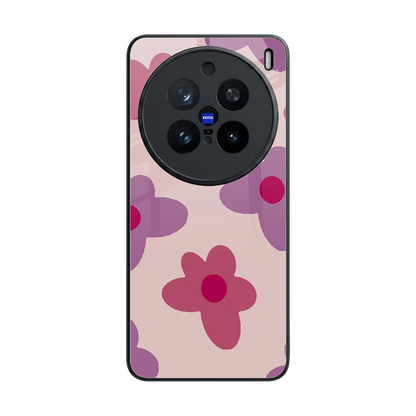 Floral Purple back phone cover | glass case for vivo x200 pro
