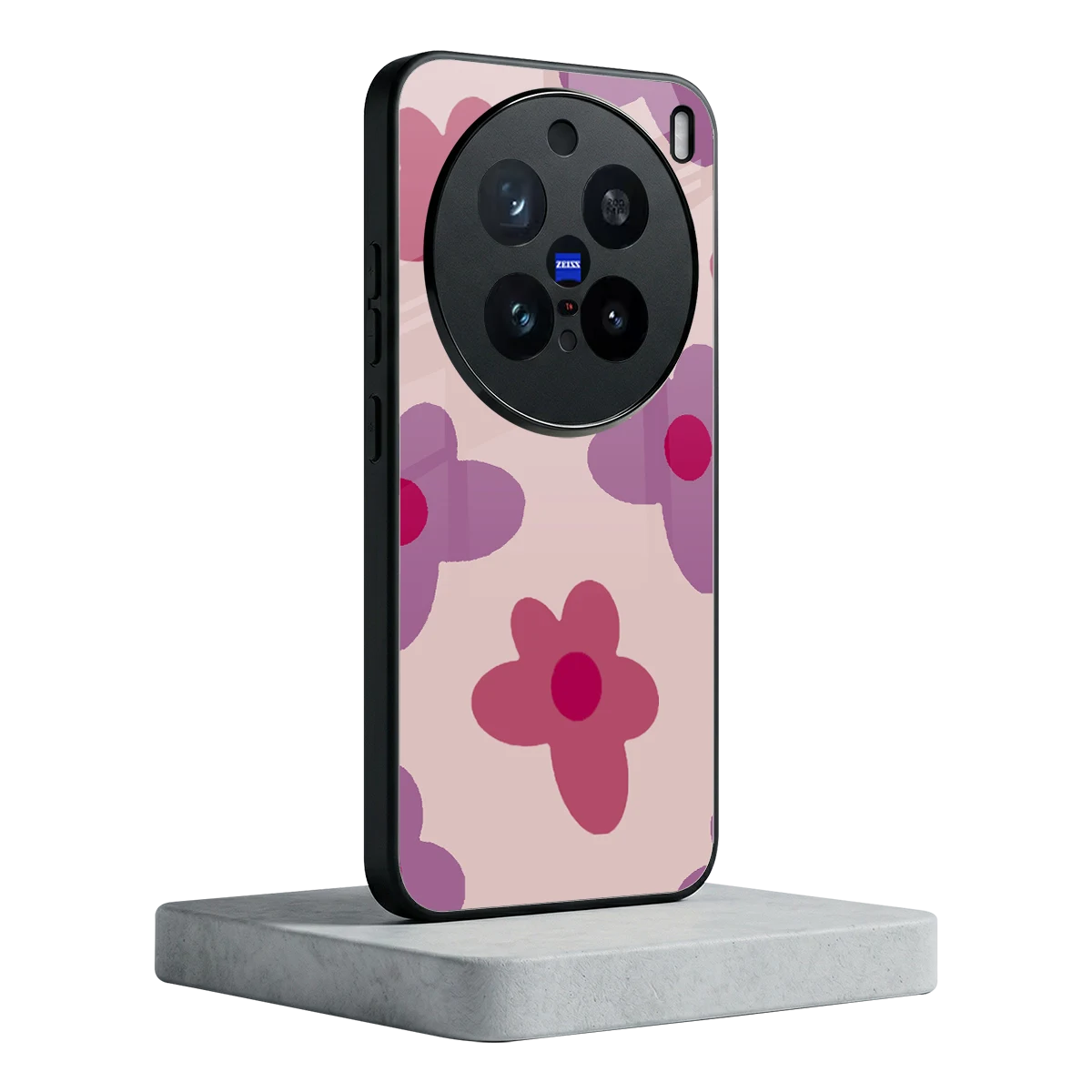 Floral Purple vivo x200 pro mobile cover | shockproof glass phone case