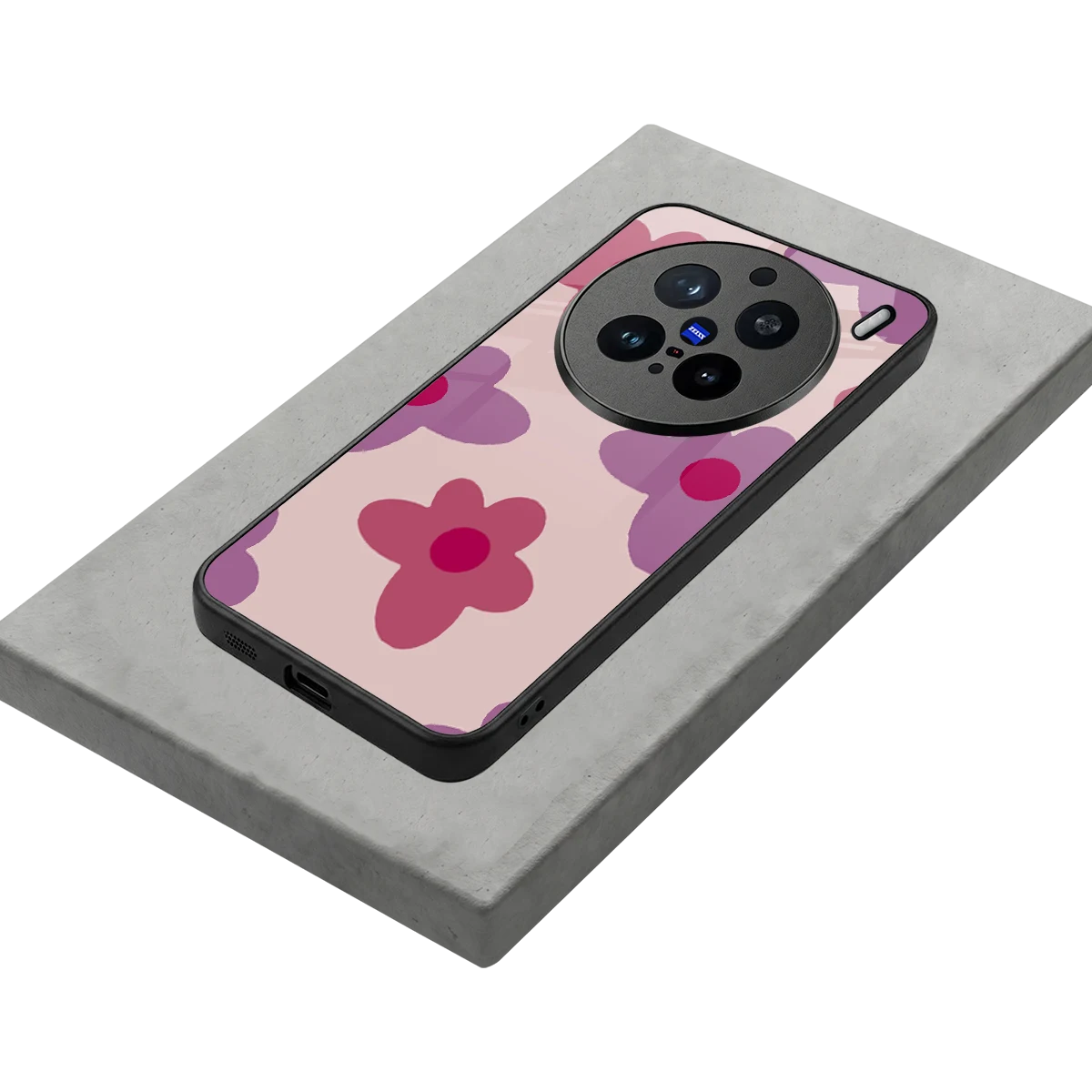 Floral Purple stylish phone case for vivo x200 pro | glossy glass and slim fit