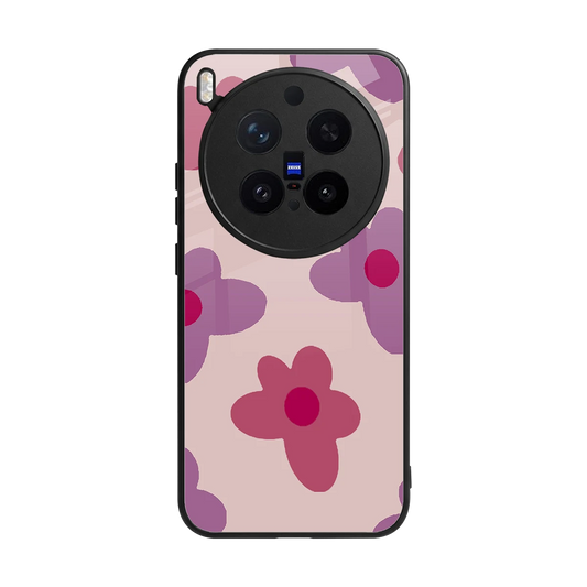 Floral Purple back phone cover | glass case for vivo x300 pro