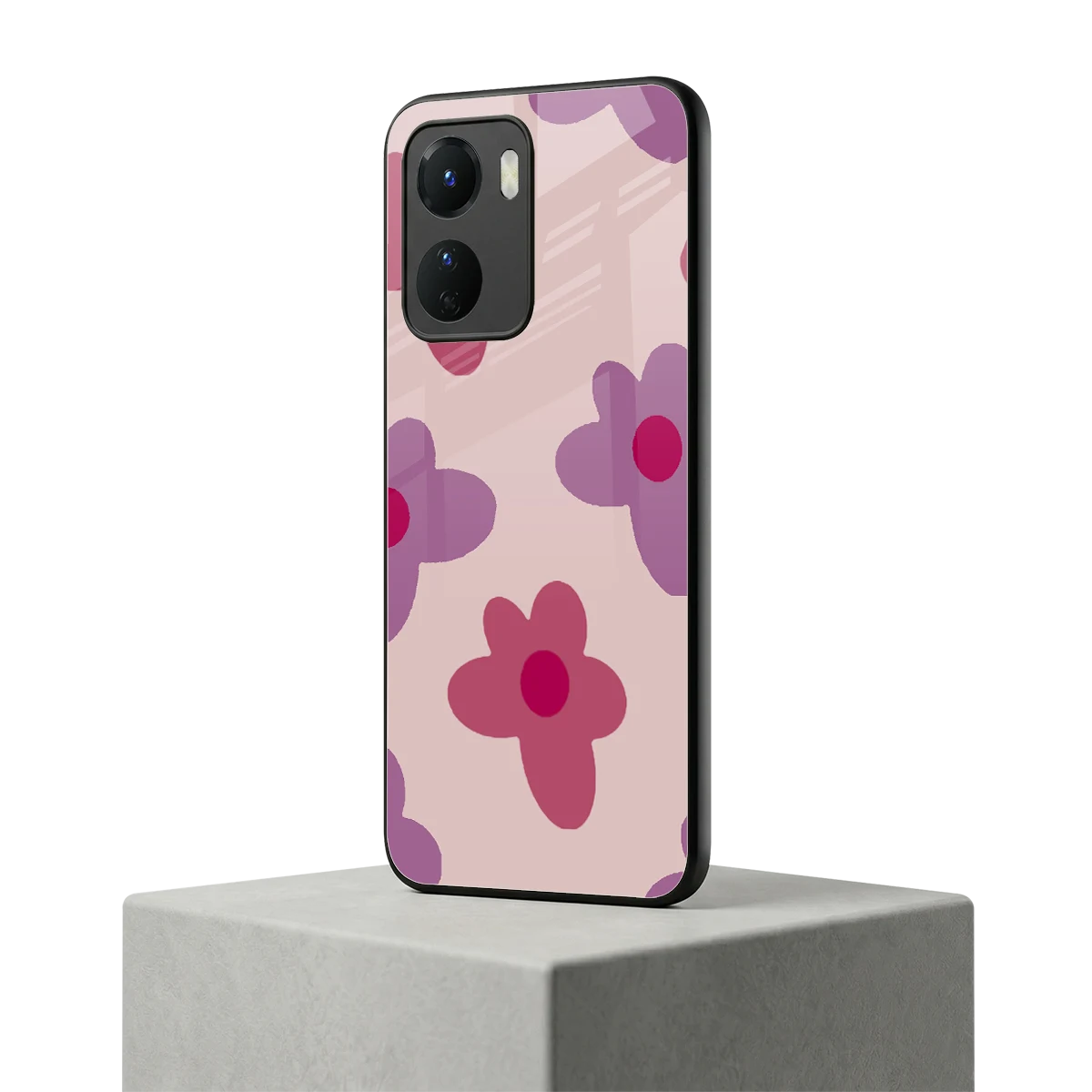 Floral Purple vivo y16 mobile cover | shockproof glass phone case