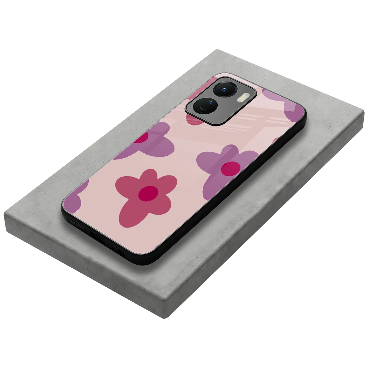 Floral Purple stylish phone case for vivo y16 | glossy glass and slim fit