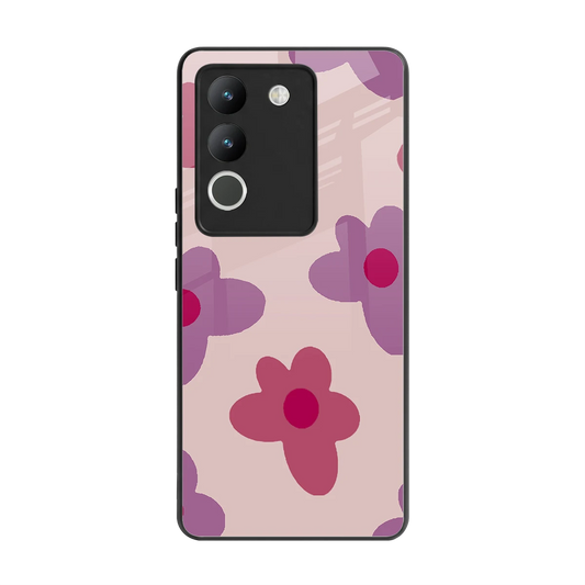 Floral Purple back phone cover | glass case for vivo y200 5g
