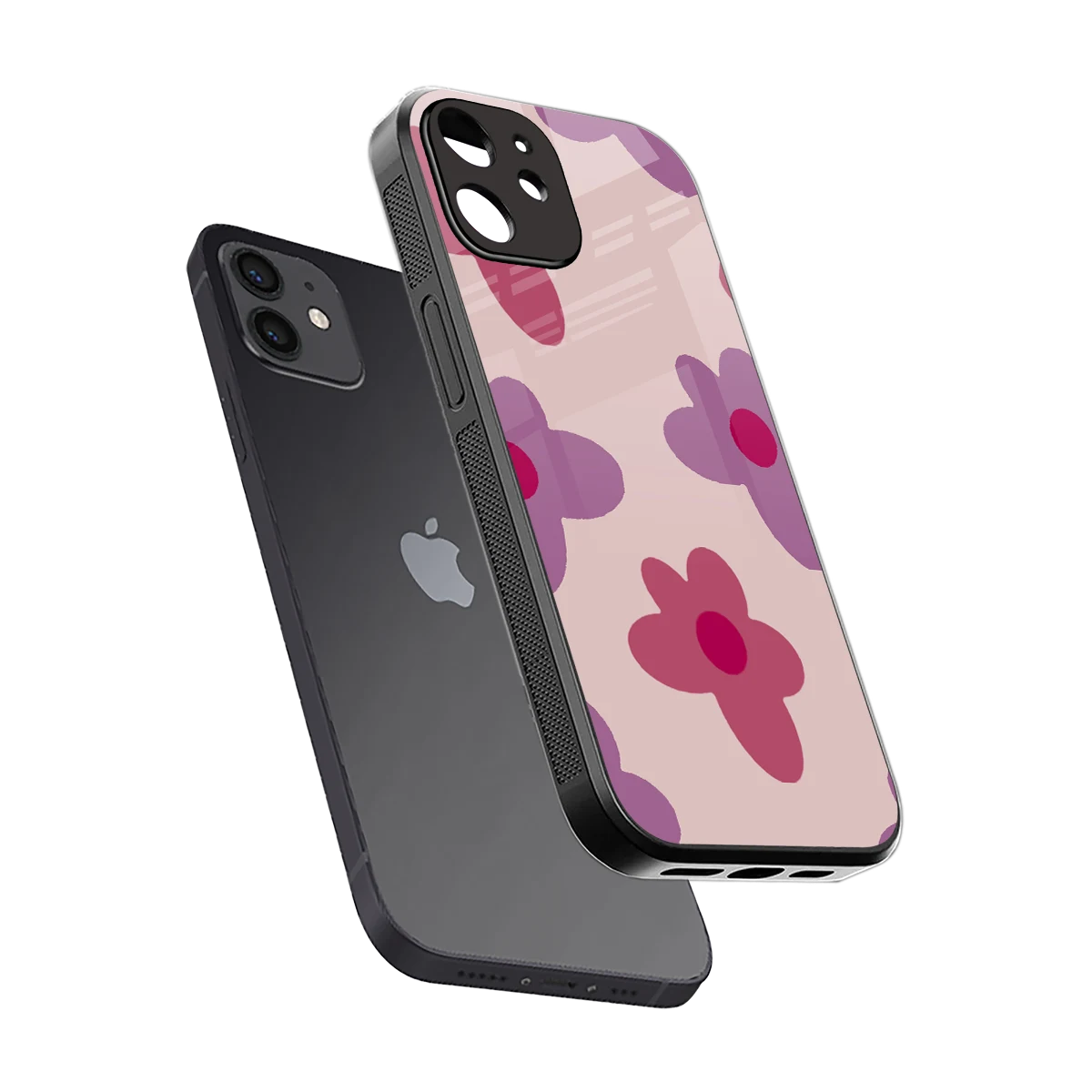 Floral Purple sleek iphone 11 cover with tempered glass back and TPU edges