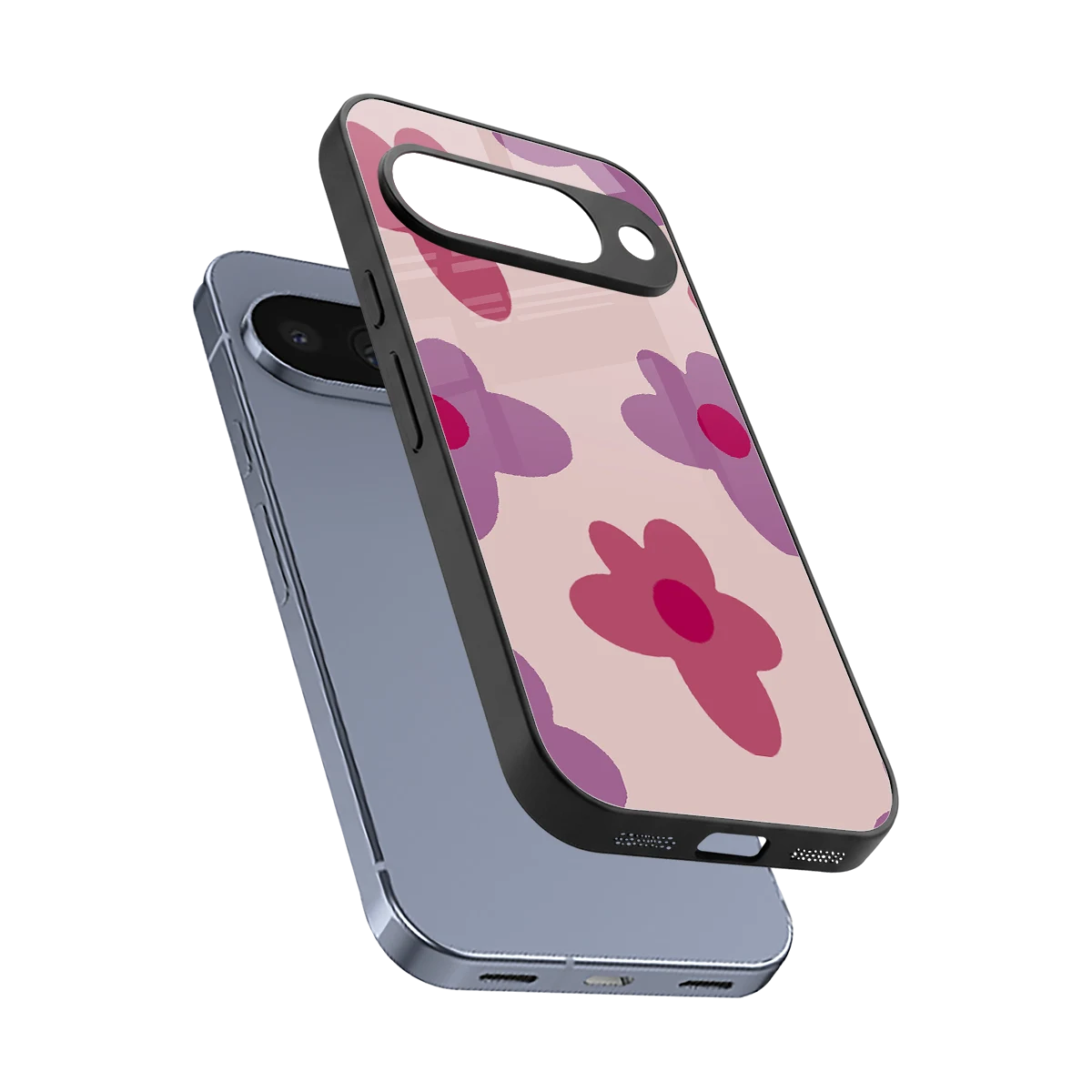 Floral Purple sleek google pixel 10 cover with tempered glass back and TPU edges
