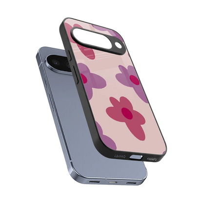 Floral Purple sleek google pixel 10 cover with tempered glass back and TPU edges