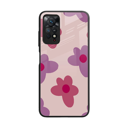 Floral Purple back phone cover | glass case for redmi note 11 pro