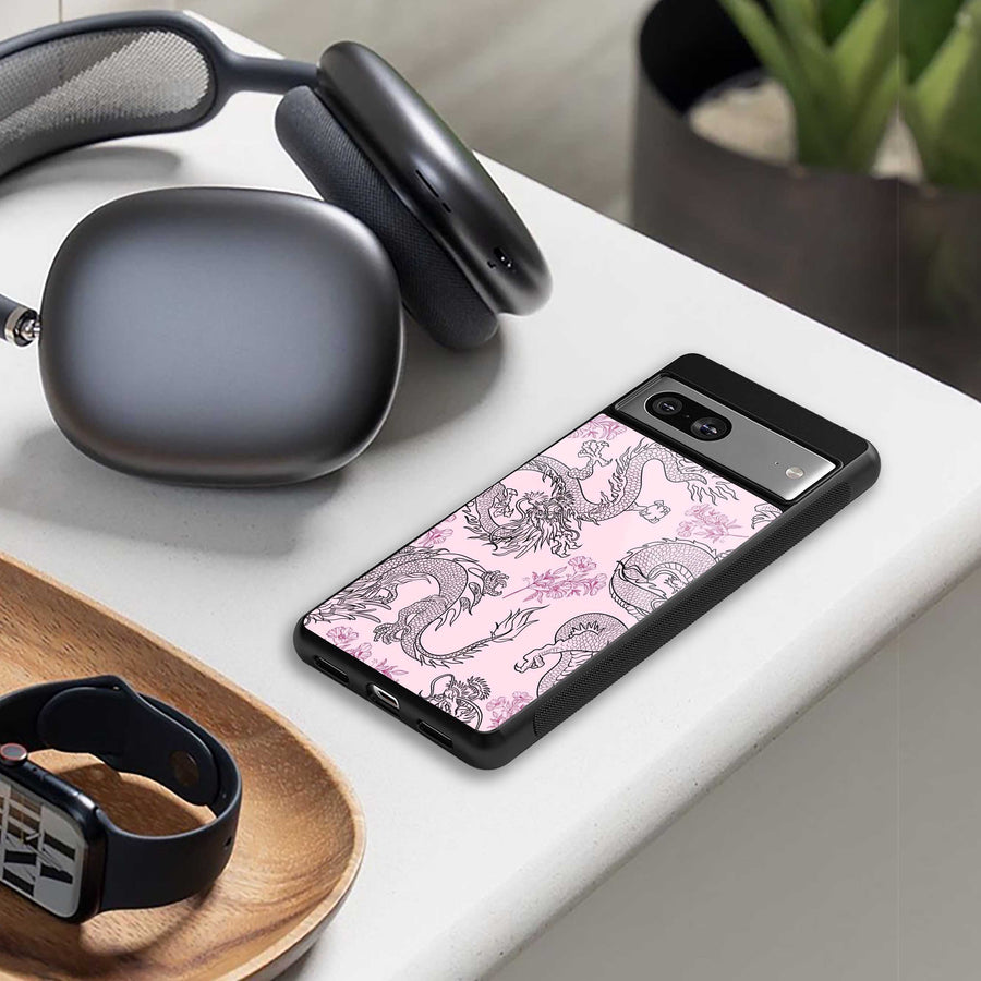 Floral Dragon Phone Case for Iphone 15 Pro | Glass Case