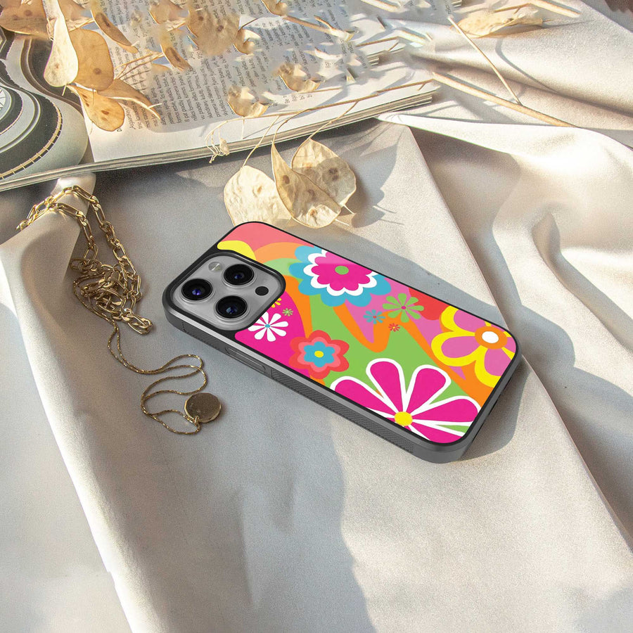 Floral Fusion Phone Case for Iphone 15 Pro | Glass Case