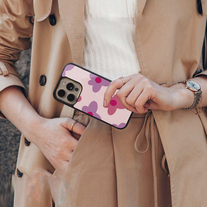 Floral Purple luxury glass phone case for iPhone 16 | scratch and drop resistant