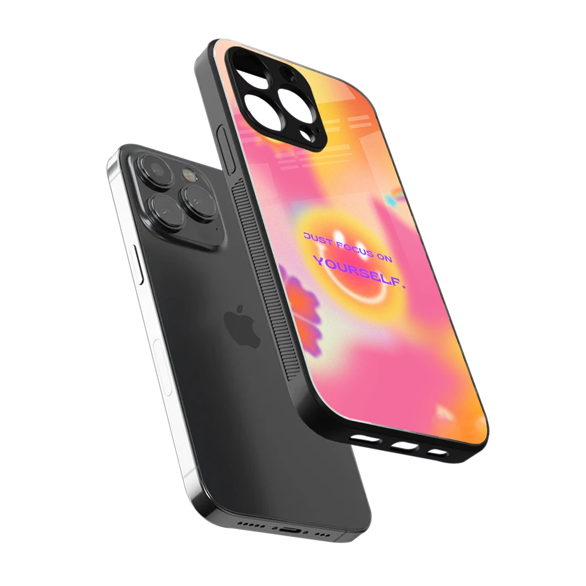 Focus On Yourself sleek iphone 13 pro cover with tempered glass back and TPU edges