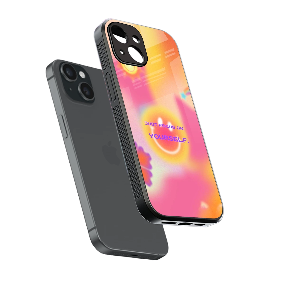 Focus On Yourself sleek iphone 13 cover with tempered glass back and TPU edges