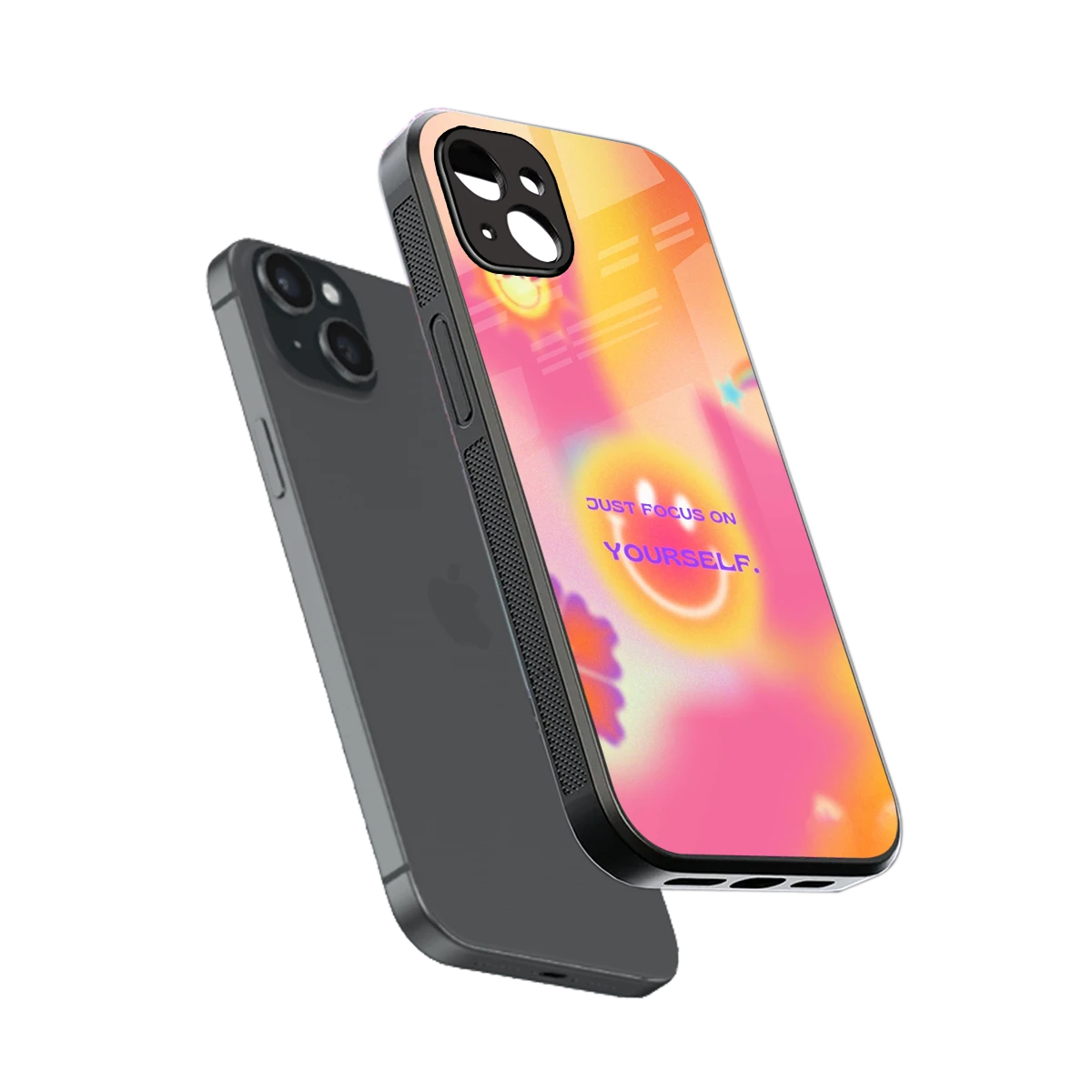 Focus On Yourself sleek iphone 14 plus cover with tempered glass back and TPU edges