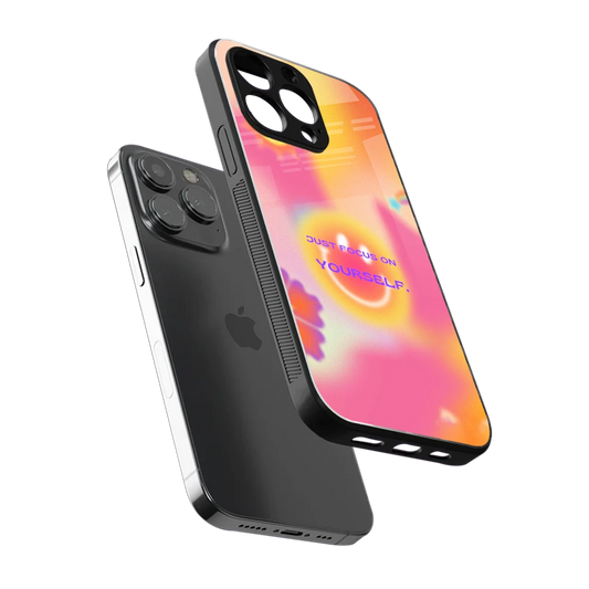 Focus On Yourself sleek iphone 15 pro max cover with tempered glass back and TPU edges