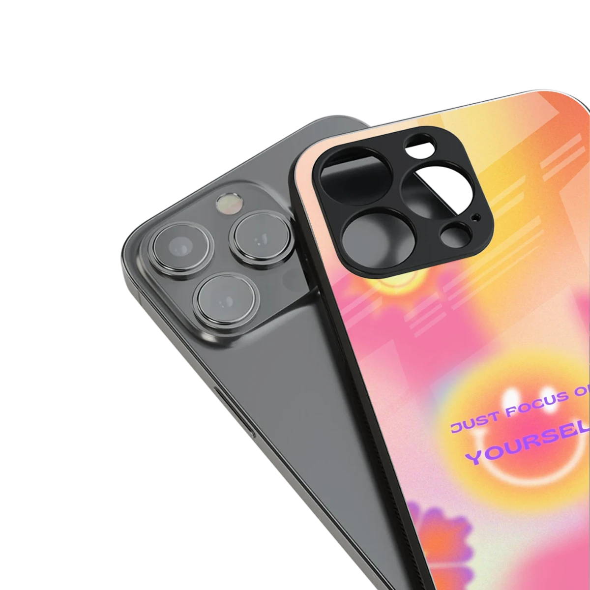 Focus On Yourself stylish phone case for iphone 17 pro max | glossy glass and slim fit