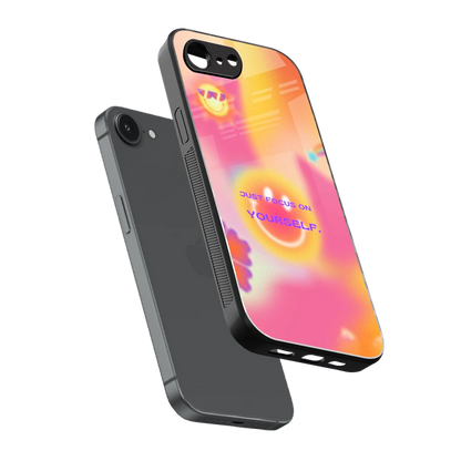 Focus On Yourself sleek iphone 16e cover with tempered glass back and TPU edges
