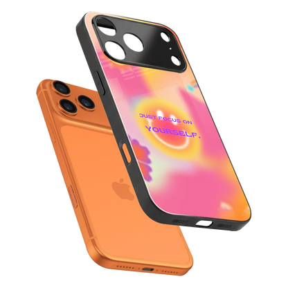Focus On Yourself sleek iphone 17 pro cover with tempered glass back and TPU edges