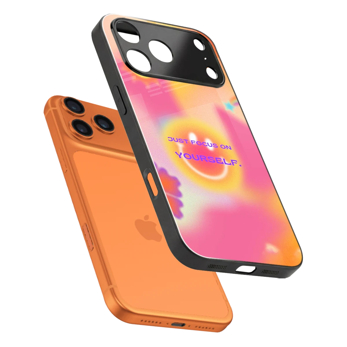 Focus On Yourself sleek iphone 17 pro max cover with tempered glass back and TPU edges