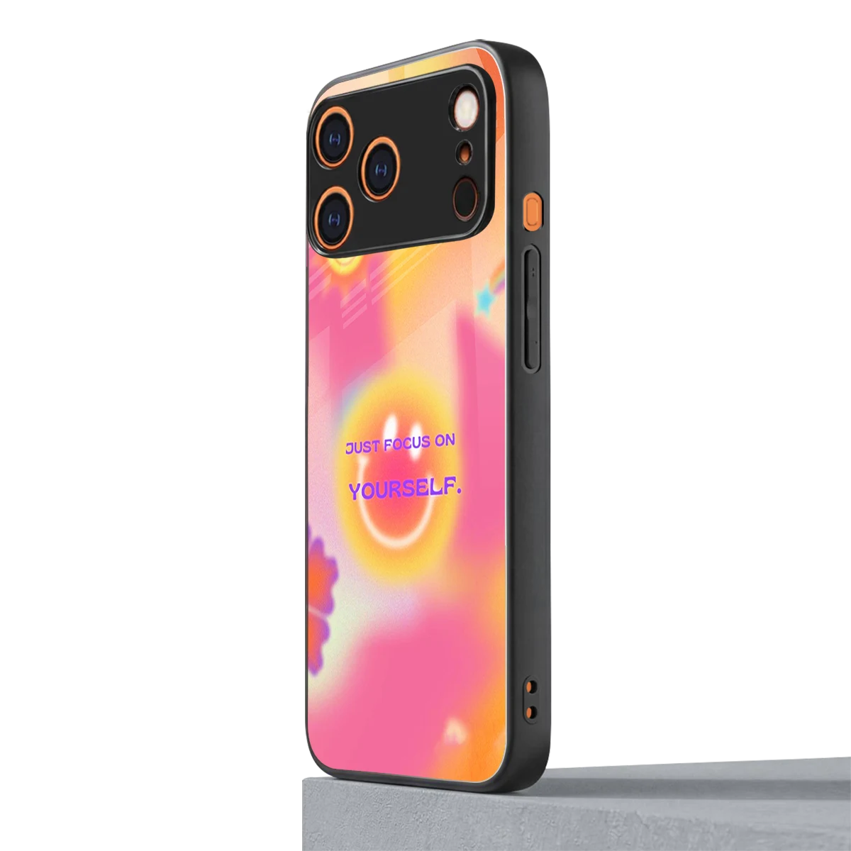 Focus On Yourself iphone 17 pro mobile cover | shockproof glass phone case